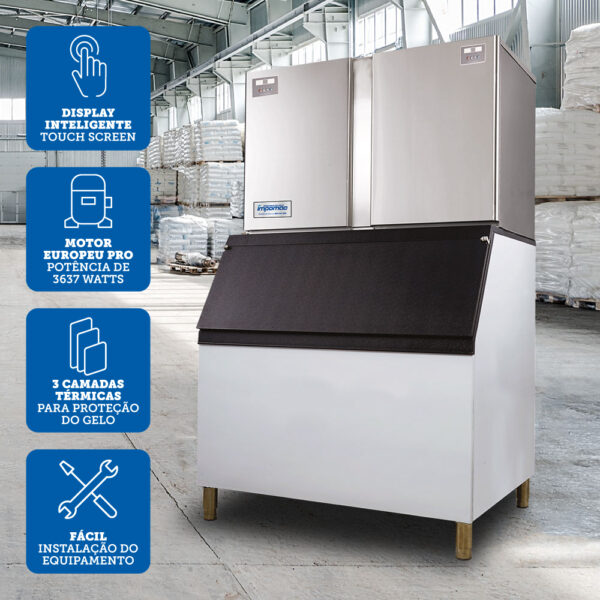 Dados técnicos da Máquina de Gelo Cubo TH1500 600 Kg