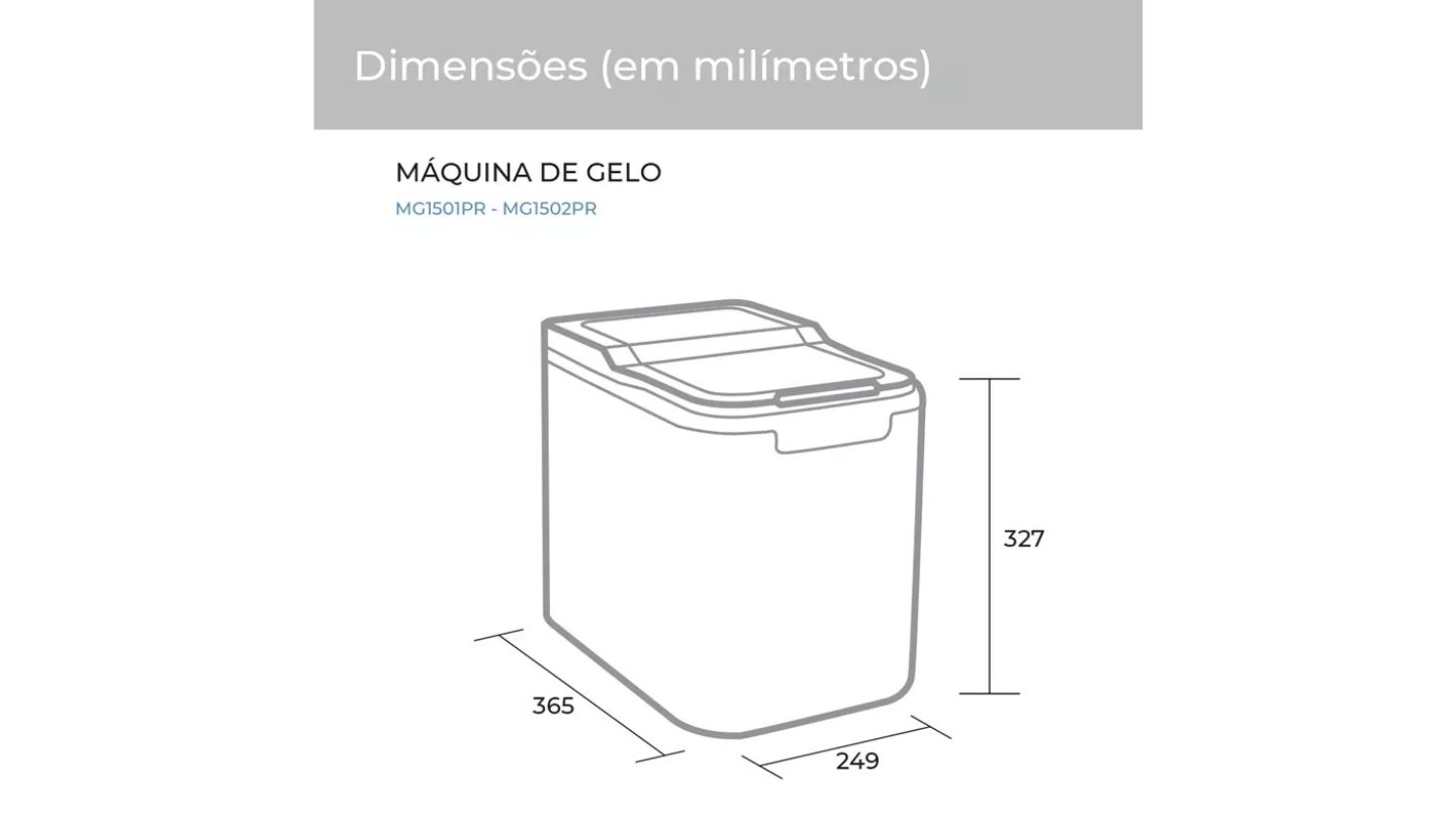 Dimensões Máquina De Gelo Suggar Mg1501pr